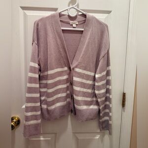 ON 34th Beige and White Striped Sweater